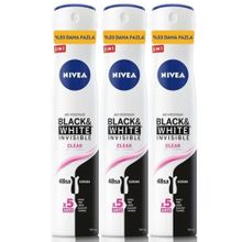 Nivea Black & White Invisible Clear 48 Saat Anti-Perspirant Koruma 3x200 ml Kadın Sprey Deodorant
