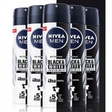 Nivea Black & White Invisible Original Antiperspirant Leke Yapmayan 5x150 ml Erkek Sprey Deodorant