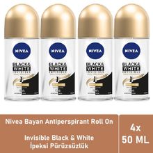 Nivea Black&White Invisible İpeksi Pürüzsüzlük 4 x 50 ml Kadın Roll-On Deodorant