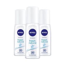 Nivea Fresh Natural 3x75 ml Kadın Sprey Deodorant