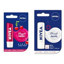 Nivea Kiraz 4.8 gr ve Med Repair SPF 15 4.8 gr Dudak Bakım Kremi