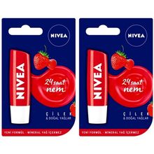 Nivea Lip Care 2x5.5 ml Çilekli Dudak Nemlendirici Lipstick