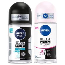 Nivea Men Black White Invisible Fresh 50 ml Erkek Roll On Deodorant ve Black White Invisible Clear 50 ml Kadın Roll On Deodorant