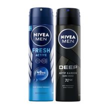Nivea Men Deep Dimension 150 ml ve Fresh Active 150 ml Sprey Deodorant