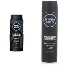 Nivea Men Deep Dimension 500 ML Duş Jeli ve Deep Dimension 150 ML Erkek Sprey Deodorant