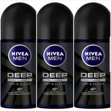 Nivea Men Deep Dry and Clean 3x50 ml Roll-On