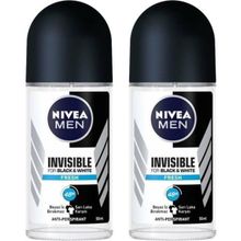 Nivea Men Invisible Black&White Fresh 2x50 ml Erkek Roll-On Deodorant