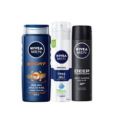 Nivea Men Sport 500 ml Şampuan + 200 ml Hassas Tıraş Jeli + Deep Dimension Sprey Deodorant