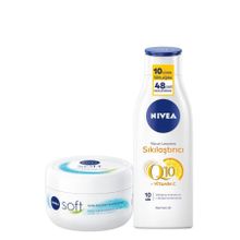 Nivea Soft 300 ml Nemlendirici Bakım Kremi + Q10 Sıkılaştırıcı 250 ml Vücut Losyonu