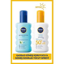 Nivea SUN Hassas Yüksek Güneş Koruyucu Sprey SPF50 200ml, Nemlendirici Güneş Sonrası Spreyi 200ml