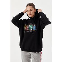 No Fear 72476 Siyah Oversize Kapüşonlu Kadın Sweatshirt