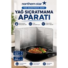 Northern Star Yağ Sıçratmaz Ocak Arkası Alüminyum Koruyucu, Piknik Tüpü Rüzgar Önle 84x32.5 Cm