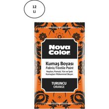 Nova Color NC-906 12'li 12 GR Turuncu Toz Kumaş Boyası