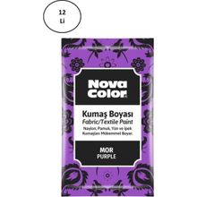Nova Color NC-907 12'li 12 GR Mor Toz Kumaş Boyası