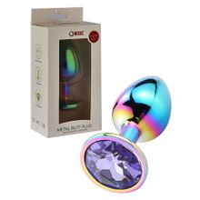 Noxxx Taşlı Çok Renkli Çelik Anal Plug - Büyük Boy