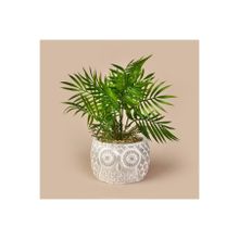 Objevi 35 cm Gri Yeşil Areka Saksılı Yapay Çiçek