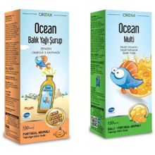 Ocean Balık Yağı Şurup Portakal Aromalı 150 ml+150 ml Ocean Multi Şurup Ballı-Portakal Aromalı