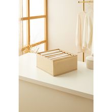 Ocean Home Textile 28x28x13 cm 6 Bölmeli Bej Balıksırtı Çekmece İçi Düzenleyici Kutu