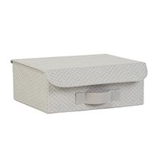 Ocean Home Textile 30x23x11 cm Çekmece İçi Gri Balıksırtı Kapaklı Kutu