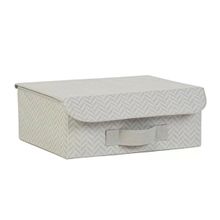 Ocean Home Textile 30x23x11 cm Çekmece İçi Gri Balıksırtı Kapaklı Kutu