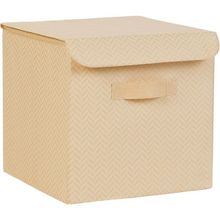 Ocean Home Textile 30x30x30 cm Bej Balıksırtı Kapaklı Kutu