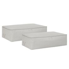 Ocean Home Textile 74x46x22 cm 2'li Mega Boy Gri Balıksırtı Baza Altı Hurç Set