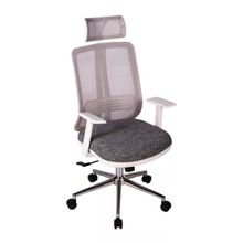 Ofisbazaar Up Beyaz Gri Fileli Ergonomik Başlıklı Ofis Koltuğu