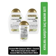 OGX Besleyici Coconut Milk Sülfatsız 385 ml Şampuan + Coconut Milk 100 ml Kırılma Karşıtı Serum Seti