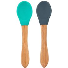 Oioi 1060017 Aqua Green/Deep Blue 2'li Bambu Saplı Kaşık