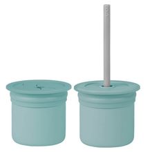 Oioi Ham Hüp Aqua Green - Powder Grey Silikon Pipetli Bardak