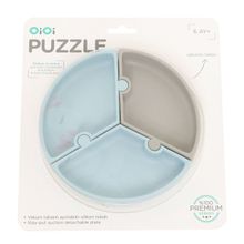 Oioi Puzzle Mineral Blue Powder Grey Mama Tabağı