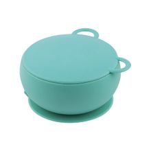 Oioi Silikon Vakum Tabanlı Aqua Green Kapaklı Kase