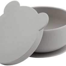 Oioi Vakum Tabanlı Powder Grey Silikon Kapaklı Kase
