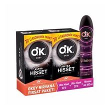 Okey Ultra Hisset 40'lı Prezervatif + Okey Nirvana Uyarıcı Jel 100 ml Set