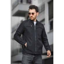 Oksit Abuja Slim Fit Fermuar Detaylı Dik Yaka Su Itici Erkek Mevsimlik Mont - Siyah