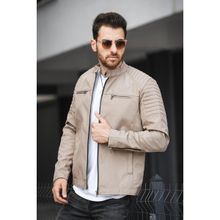 Oksit Abuja Slim Fit Fermuar Detaylı Dik Yaka Su Itici Erkek Mevsimlik Mont - Vizon