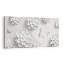 Olla 10460YD Beyaz Kabartma Görseli Yatay Dar 60x30 cm Kanvas Tablo