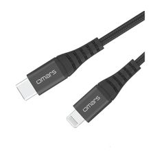 Omars iPhone Type-C to Lightning Örgülü 1 m Siyah Hızlı Şarj ve Data Kablosu