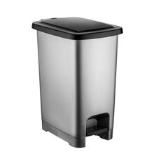 Omnipazar Sy4282 25 Lt Slim Pedallı Siyah Kapak Gri Plastik Çöp Kova