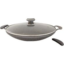 Oms 3228 34 cm Cam Kapaklı Granit Sac Tava