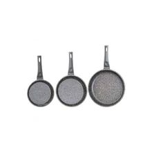 Oms 3255 Fry Pan Döküm Granit 3 Parça Siyah 20-24-28 cm Tava Seti