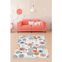 On The Clouds BLT-S-264 Renkli Hindiba Desenli Çiçekli Dijital Baskı Yıkanabilir Kaymaz Taban Modern ve Salon Halısı Yolluk