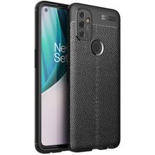 OnePlus Nord N100 Siyah Kılıf Silikon Deri Görünümlü Parmak İzi Bırakmaz Niss