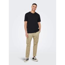 Only & Sons 22025208_ONSMAX LIFE REG SS STITCH O Yaka Düz Siyah Erkek T-shirt