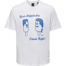 Only & Sons 22026058_ONSAUGUST REG SS TEE O Yaka Baskılı Beyaz Erkek T-shirt