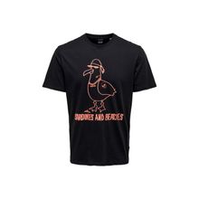 Only & Sons 22026058_ONSAUGUST REG SS TEE O Yaka Baskılı Siyah Erkek T-shirt