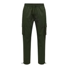 Only & Sons Onscommon 22029750 Haki Slim Fit Beli Lastikli ve Bağlamalı Pamuklu Erkek Kargo Pantolon