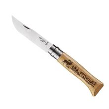 Opinel OP-002332 Inox No 8 Meşe Saplı Geyik Desenli Çakı