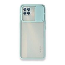 Oppo Reno 4 Lite Palm Buzlu Kamera Sürgülü Silikon Turkuaz Kılıf