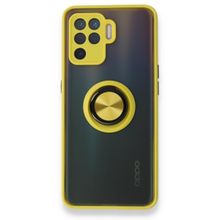 Oppo Reno 5 Lite Montreal Yüzüklü Silikon Kapak Sarı Kılıf